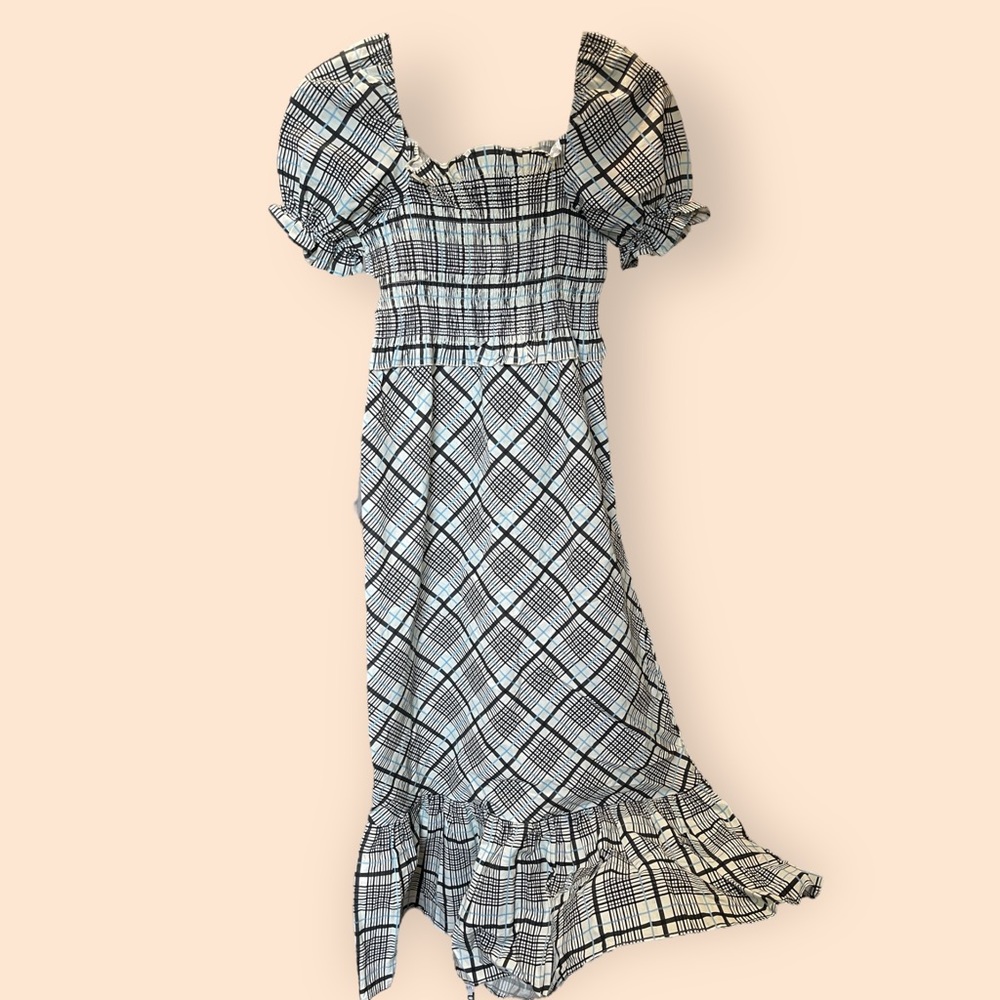 Topshop Black and White Plaid Maxi Dress